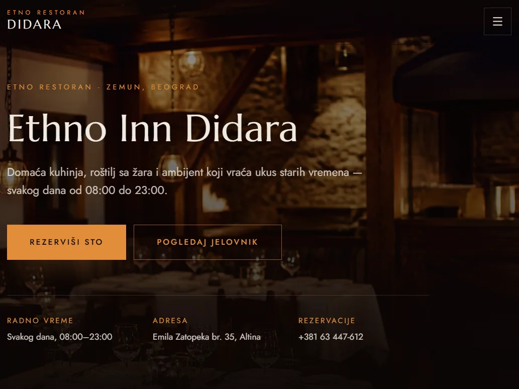 Prikaz web sajta — ETHNO INN DIDARA
