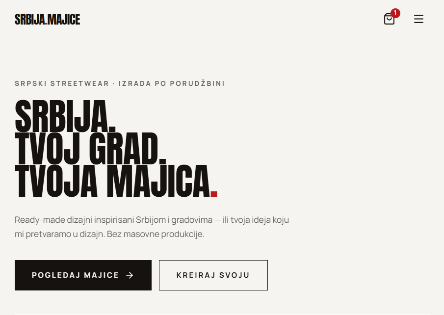 Prikaz web sajta — ONLINE PRODAVNICA MAJICA