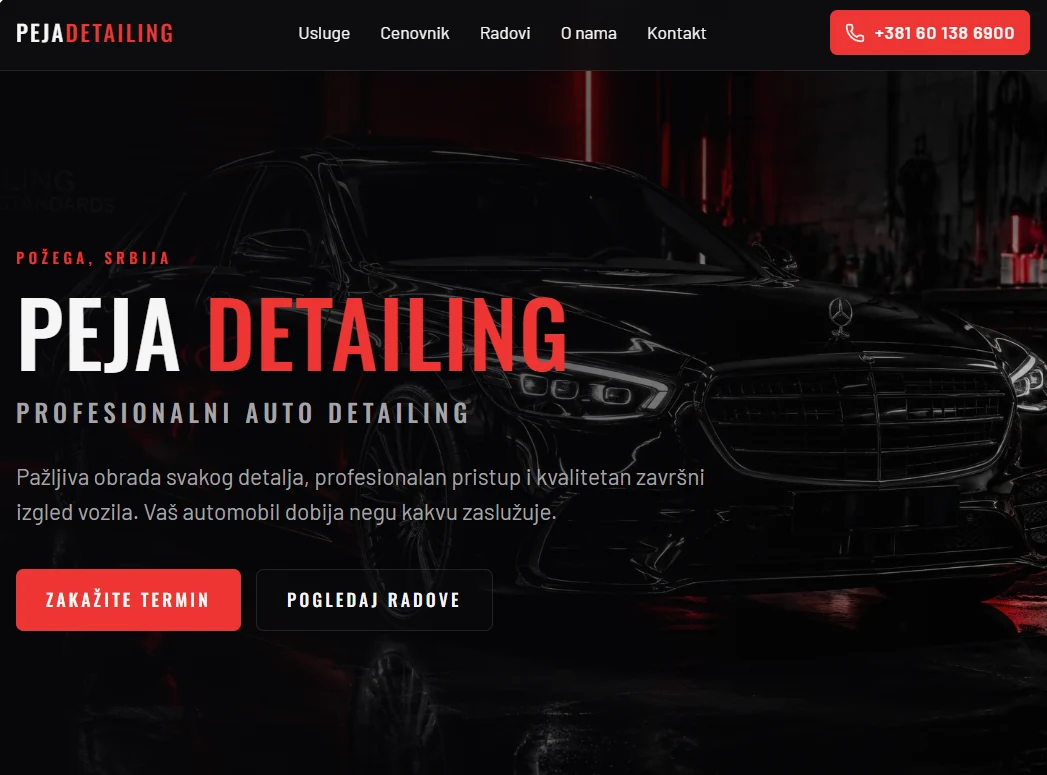 Prikaz web sajta — PEJA